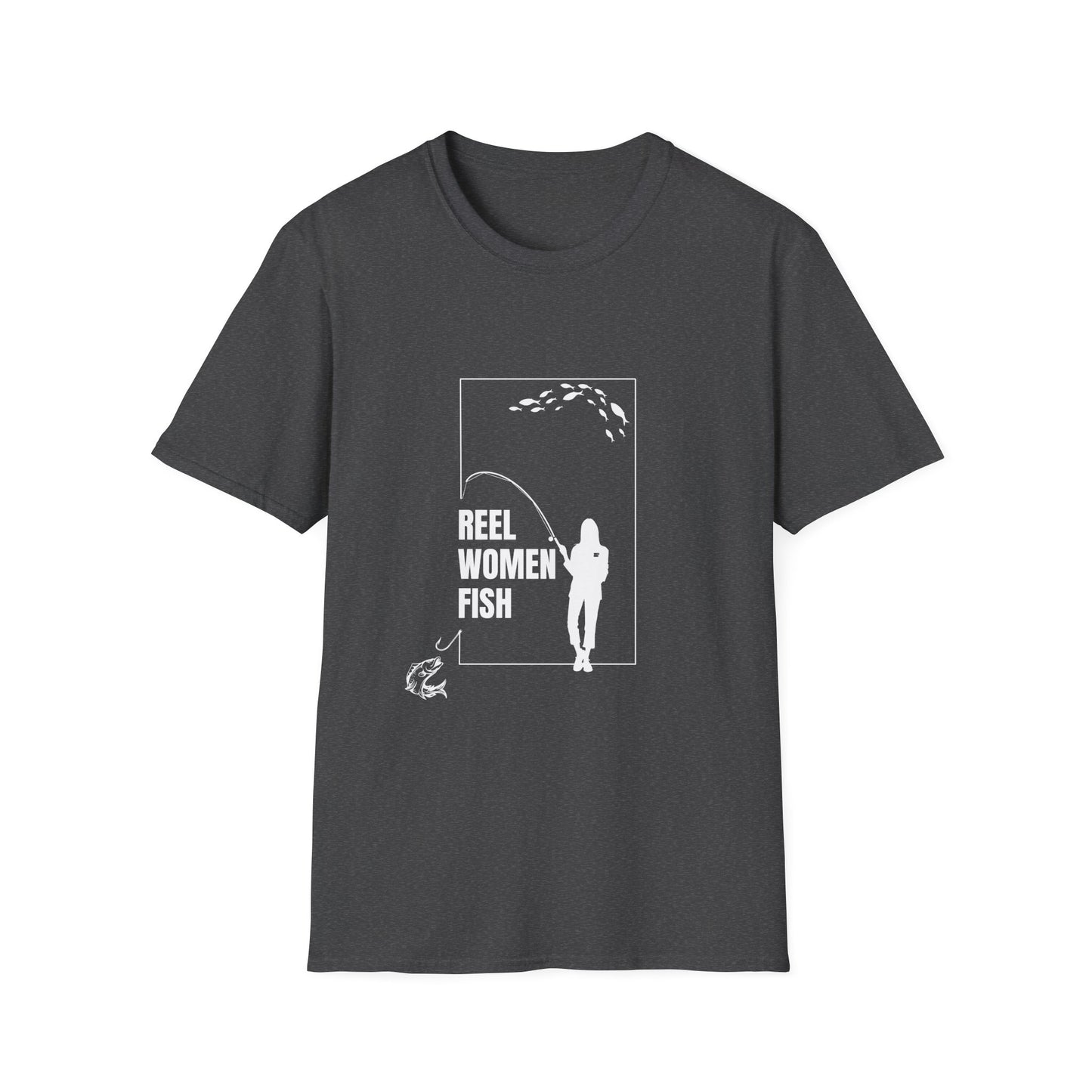 Reel Women Fish Unisex Softstyle T-Shirt - Perfect for Fishing Enthusiasts