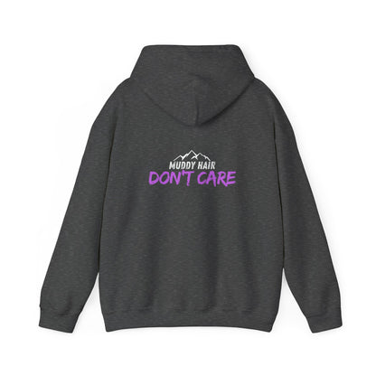 Muddy Hair, Don't Care Hoodie – Unisex Heavy Blend Sweatshirt for Outdoor Lovers