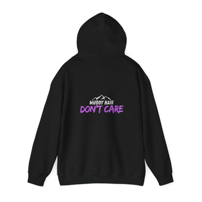 Muddy Hair, Don't Care Hoodie – Unisex Heavy Blend Sweatshirt for Outdoor Lovers