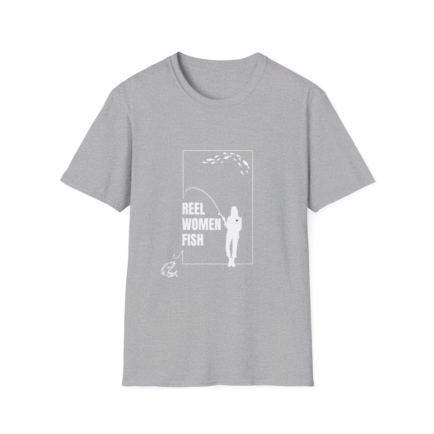 Reel Women Fish Unisex Softstyle T-Shirt - Perfect for Fishing Enthusiasts