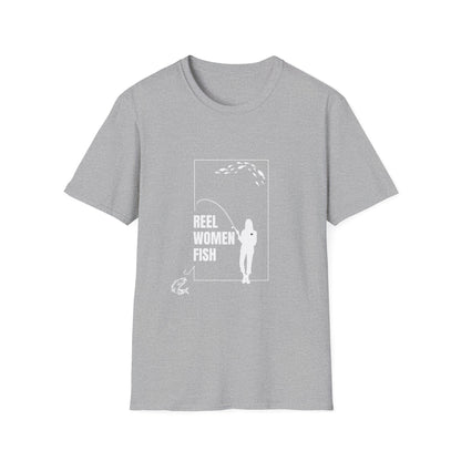 Reel Women Fish Unisex Softstyle T-Shirt - Perfect for Fishing Enthusiasts